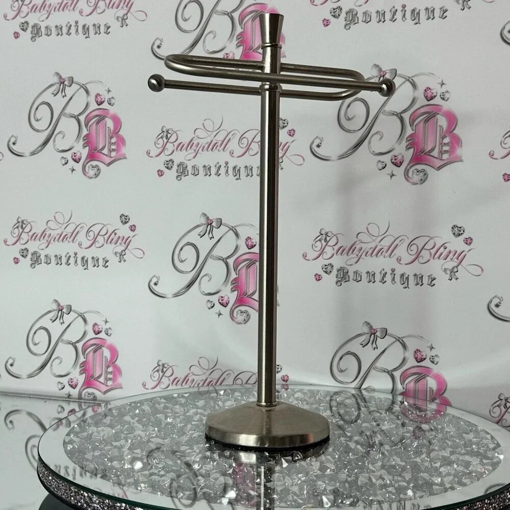 Towel stand hand towels or use as Jewelry Display Stand silver
